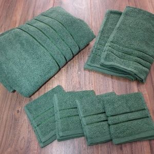 8pc Plush Cotton Bath Towels Sets Green - Yorkshir